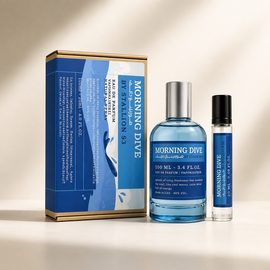 Morning Dive by Stallion 53
100 ml Eau de Parfum + 20 ml Travel Spray | Unisex Gift Set